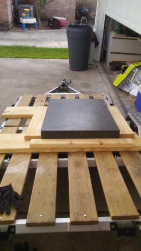 I was planning out how to tilt the trailer and keep it raised while I slide the Surface plate down to the pallet jack.